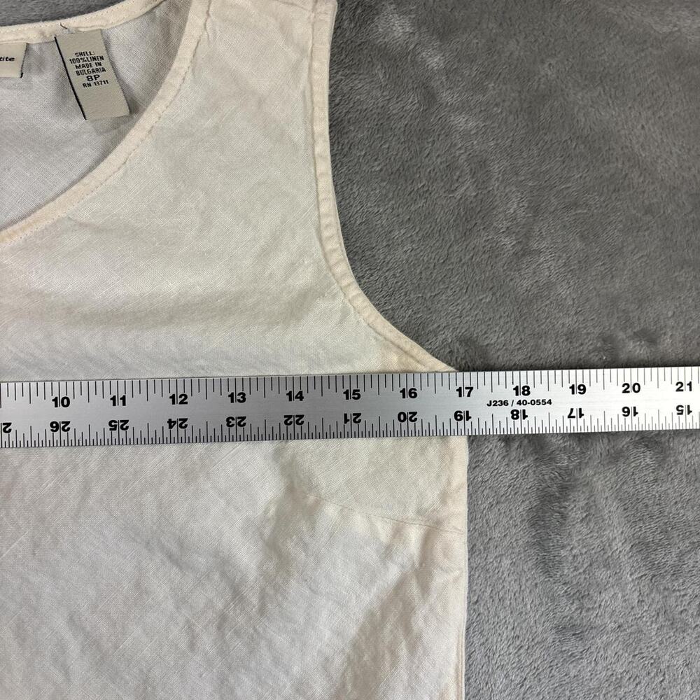 Amanda Smith Petite Linen Tank Top White Sleeveless V Neck Minimalist Womens 8p - Picture 4 of 7